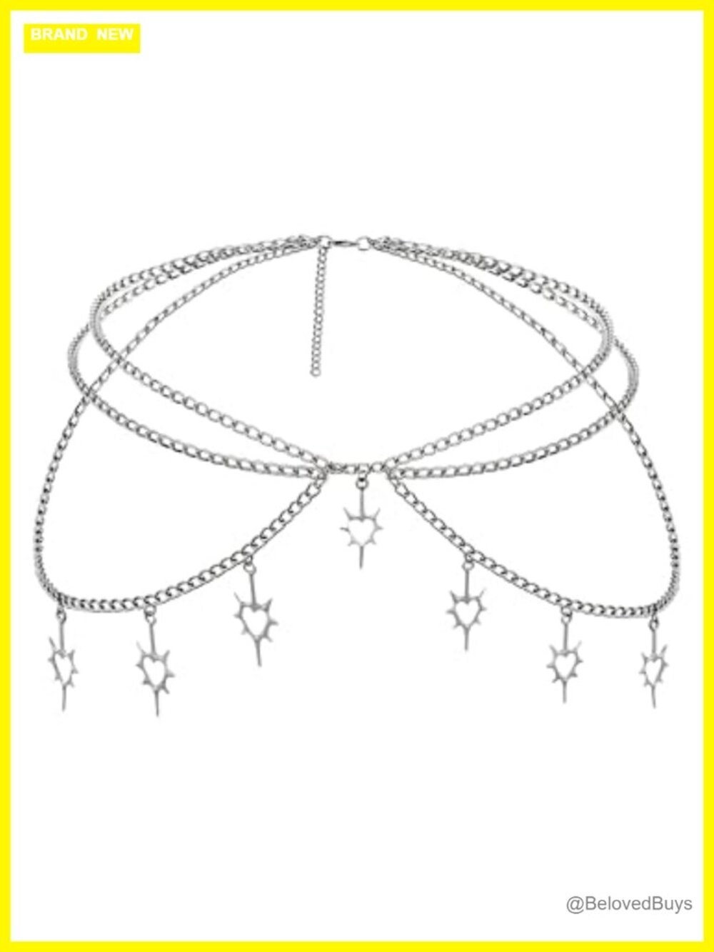 Goth Punk Heart Chain Belt Adjustable Waist Chain Zinc Alloy Stainless Steel